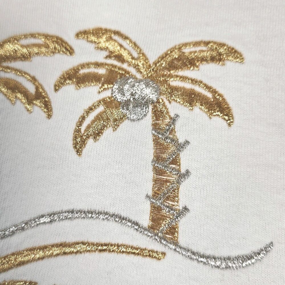 Vintage Anvil Hawaii T Shirt Size S White Embroidered Palm Trees 100% Cotton USA - Picture 10 of 10